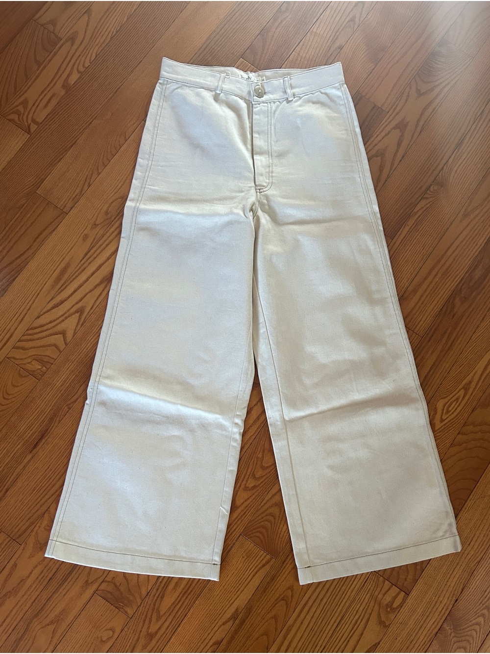 Wide Leg High-Rise Pants - Cream